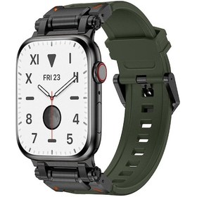Resim Teknodur Watch 44mm Clo- Krd-101 Titanyum Metal Başlıklı Silikon Kordon-siyah-yeşil 