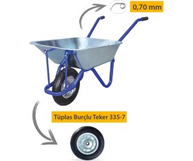 Resim Kanat Adalı Galvanizli Demonte El Arabası Tüplas Burçlu Teker 0.70 mm Sac 