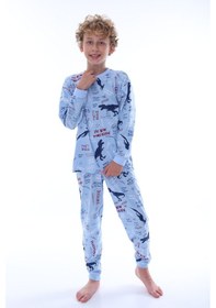 Resim Zuzunga Kahramanlar Birliği Avengers Desenli Erkek Çocuk Pijama Takımı Mavi1 Mavi 