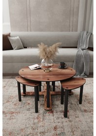 Resim Pizza Sehpa Yuvarlak Ceviz Ceviz 