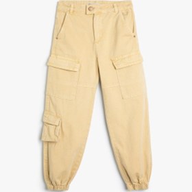 Resim Koton Jogger Kargo Cepli Pantolon Düğmeli Pamuklu Bej 5wkg40004ad Ekru 