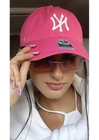 Resim Unisex Fuşya Renk Beyaz Logo Beyzbol Ny New York Şapka - Unisex Fuşya 