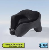 Resim Elmpaly Siyah U Şeklinde Seyahat Yastığı - Taşınabilir Buzlu İpek Fiber Kumaş 