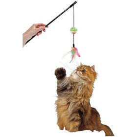 Resim Karlie Parlayan Top 50 CM Tüylü Kedi Oltası Çok Renkli 