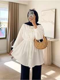 Resim unika boutique Kadın Büzgü Detaylı Tesettür Gömlek 