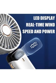 Resim Enshall Mini Masa Üstü Ve Asma İpli Vantilatör LCD Ekranlı Taşınabilir Şarjlı Mini Fan 