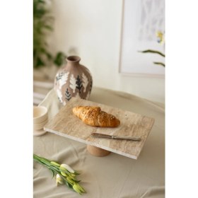 Resim Akayev Traverten 30X20 cm Konik Ahşap Ayaklı Sunumluk 