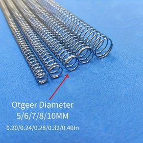 Resim 304 Paslanmaz Çelik Sıkıştırma Yayı, 0.6mm Tel Çapı, 5/6/7/8/10mm Dış Çap, 305mm Serbest Uzunluk, Kendin Yap ve Ev Onarımı için Uygundur 