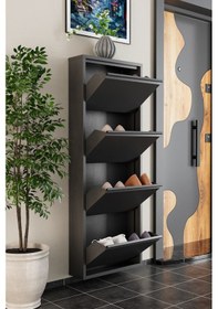 Resim 4 Kapaklı Metal Ayakkabılık Antrasit Antrasit 