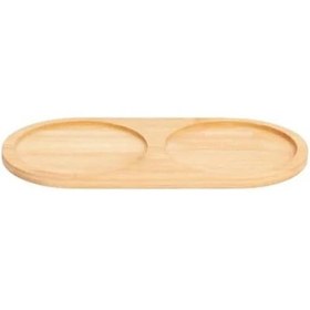 Resim 2 Bölmeli Oval Doğal Bambu Sunum Tabağı - 23x12 Cm Yuvarlak Hatlı Çerezlik, Sosluk Ve Kahvaltılık Açık Gri 