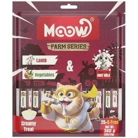 Resim Moow Kuzu Etli Sebzeli ve Keçi Sütlü Yetişkin Sıvı Kedi Ödül Maması 1 Adet 30x12 Gr 