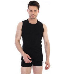 Resim Çift Kaplan Erkek Ribana Kolsuz Spor Siyah Atlet 920 