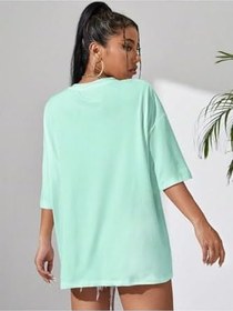 Resim Unisex Kadın/Erkek Düz Renkli Özel Baskılı Oversize Pamuk Penye Bisiklet Yaka T-Shirt 