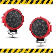 Resim Point Off Road Projektör Metal Kapak Beyaz Işık 17 Led Yuvarlak 18 Cm Kırmızı Çerçeve 2 Adet 