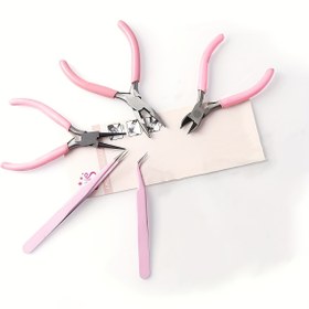 Resim 5 adet/takım 3 adet DIY mücevher pense ile birlikte gelen mücevherat pense seti, 2 adet cımbız, çeşitli mücevher aksesuarları yapmak ve tamir etmek için kullanılabilir. DIY severlerin vazgeçilmezleri 