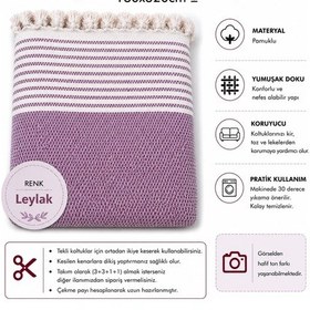 Resim Pamuklu Kaymaz Hasır Dokuma Maxi Boy Kolları Örten Koltuk Örtüsü 180x310 - Leylak 
