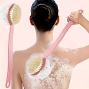 Resim Yumuşak kıllı uzun saplı sırt fırçası ve banyo topu, banyo için fırçalama fırçası, yetişkin banyo fırçası, sırt fırçası ve duş fırçası 