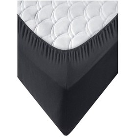 Resim Penye Lastikli Çarşaf, Battal Çift Kişilik , Siyah, %100 Pamuk Örme Kumaş, 130 Gr/m² Siyah 