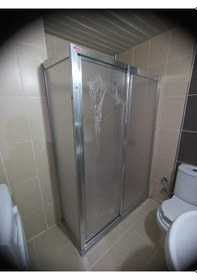 Resim Nokta Duşakabin Teknesiz Mika Duşakabin Önden Girişli Yan Sabit Panel Şeffaf 