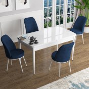 Resim Canisa Concept Han Serisi 70X114, Açılabilir Mdf Mutfak Masa Takımı, Beyaz Masa ve 4 Sandalye 