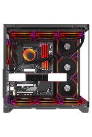 Resim GAMELİNE Grand Premium 7x ARGB Fan Kumandalı USB 3.0 Gaming Bilgisayar Kasası Siyah 