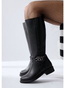 Resim Momena Siyah Toka Detaylı Fermuarlı Kısa Topuklu Çizme 001 