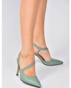 Resim Fox Shoes Yeşil Sivri Burun Kadın Topuklu Ayakkabı K404910809 