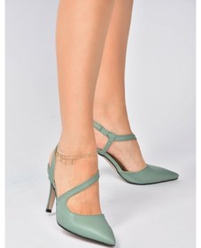 Resim Fox Shoes Yeşil Sivri Burun Kadın Topuklu Ayakkabı K404910809 