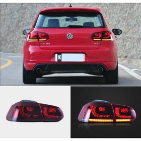 Resim X POWER TUNİNG Vw Golf 6 2011-2012 Uyumlu Kayar Sinyalli Kırmızı R20 Ledli Arka Stop 