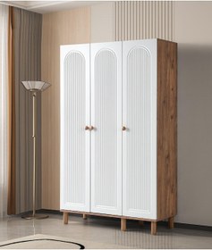 Resim Bohem Çiğdem 3 Kapaklı Çekmeceli Elbise Dolabı Gardrop 120cm 