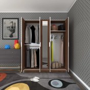 Resim Kenzlife gardırop 5 kapaklı kapılı 150 lilyum cvz aynalı gardolap dolap 