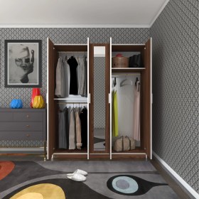 Resim Kenzlife gardırop 5 kapaklı kapılı 150 lilyum cvz aynalı gardolap dolap 