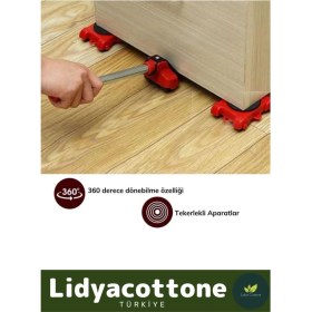 Resim Tekerlekli Mobilya Ağır Beyaz Eşya Kaydırma Aparatı Krikolu Set 