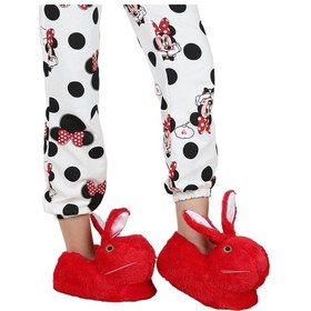 Resim Peluş Tavşan Figürlü Kaymaz Ve Ses Yapmaz Ev Panduf Kırmızı-kırmızı Kırmızı 