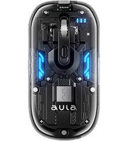 Resim Aula Am210 Dual Mode Bluetooth Ve Kablosuz 1600dpı Rgb Şeffaf Şarjlı Mouse 
