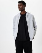 Resim Cep Detaylı Şardonlu Fermuarlı Pamuklu Basic Kapşonlu Sweatshirt 