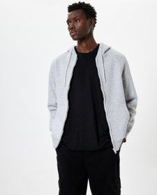Resim Cep Detaylı Şardonlu Fermuarlı Pamuklu Basic Kapşonlu Sweatshirt 