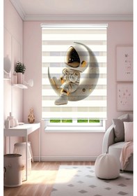 Resim Perdecizade Enxboy Ayda Astronot Dijital Baskılı Zebra Perde-cocuk Odası-stor Perde Pz-5008 Renkli 