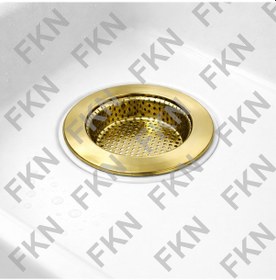 Resim Fkn Altın Mutfak Lavabo İçi Büyük Gider Çöp Tıkacı Seyyar Süzgeç Standart 