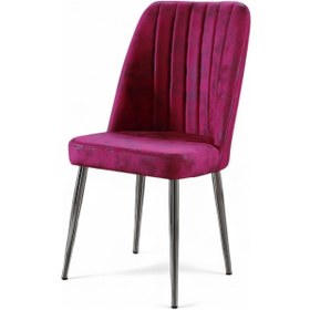Resim Vento Sandalye - Milas Fuşya - Metal Krom Ayak 
