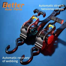 Resim Otomatik Geri Çekilebilir Streç Sarma Kayışları ile Tensör - Dayanıklı Polyester, Paslanmaya Dayanıklı, Aşınmaya Dayanıklı, Montaj Gerektirmez - Siyah 