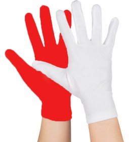 Resim BuradaBuldun Gösteriler İçin 1 Çift Kırmızı Beyaz Pandomim Eldiveni Çocuk Boy (5256) 
