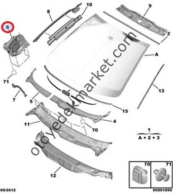 Resim Peugeot 206 Motor Kaput Üst Havalandırma Izgarası (Orijinal) 