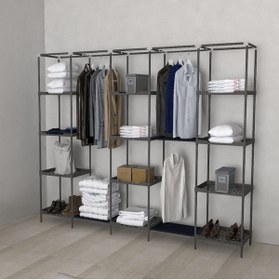 Resim CimriKese Plastik Raflı 3 Askılı Mobilya Portatif Gardrop Geniş Hacimli Bez Dolap 