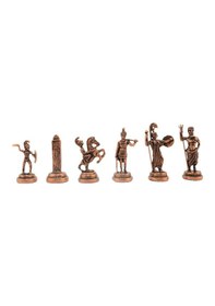 Resim Gifthome Orta Boy Metal Yunan Mitolojisi Satranç Tk. Antik Ve Rustik Desenli Sandıklı Mdf Tahtası 36x36 Cm. 