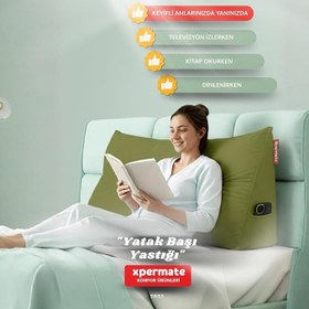 Resim Yatak Başı Yastığı - Sırt ve Bel Destek Yastığı 160 cm (Yeşil) 