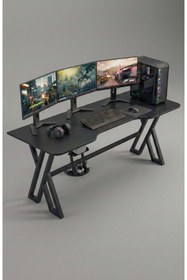 Resim XMAX 140X70 CM NEXAR Oyuncu Masası - Siyah MDF Bilgisayar ve Gaming Masa 