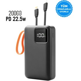 Resim Intouch 20.000 Mah Mini Kablolu Hızlı Powerbank 22W Pd Quick Fast Taşınabilir Şarj Cihazı 