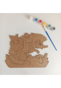 Resim Kar-Çi Ahşap Kirpi Boyanabilir Eğitici Yapboz 
