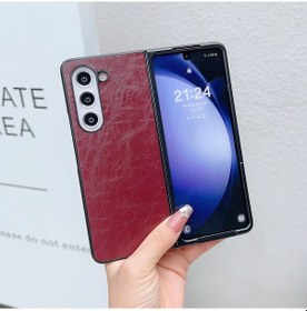 Resim Samsung Galaxy Uyumlu Z Fold5 5g Kılıf Crazy Horse Doku Deri + Pc İki Parçalı Telefon Kapağı İçin 
